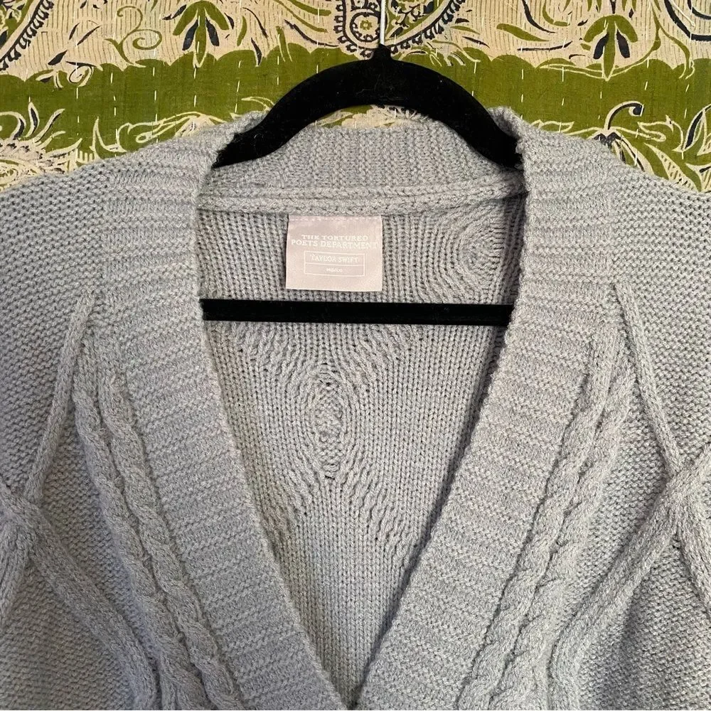 Taylor Swift The Tortured Poets Department Gray Cardigan Size Medium/ Large